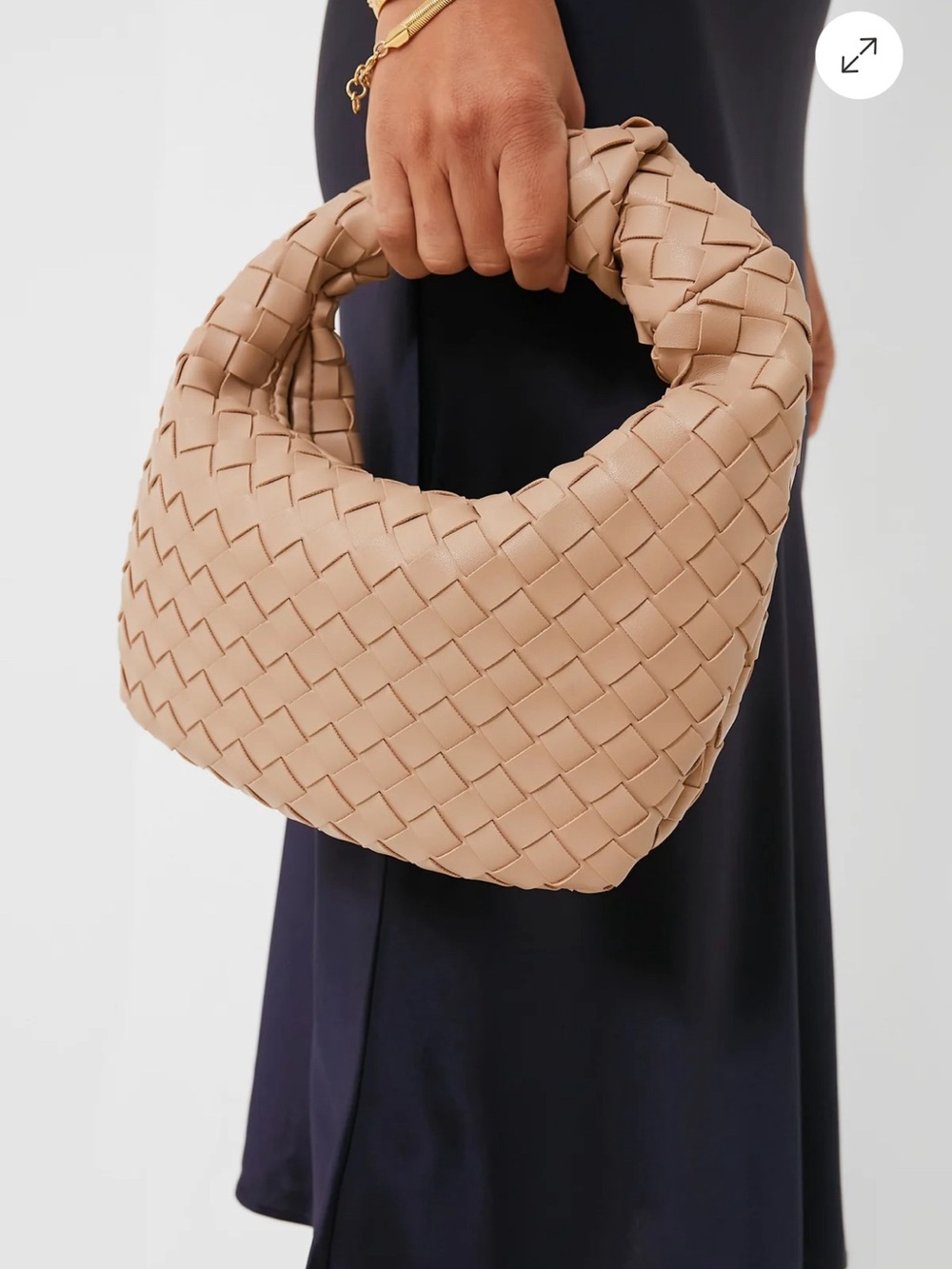 Tuckernuck Woven Knot-Handle Hobo Bag - Tan - Picture 3 of 8
